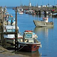 Vissersboten in de haven van Port du Bec nabij Beauvoir-sur-mer, La Vendée, Pays de la Loire, Frankrijk
<BR><BR>Zie ook www.arterra.be</P>